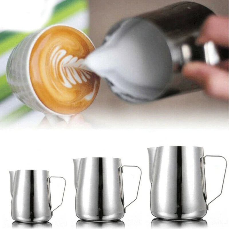 Jarra de Leite Profissional em Aço Inox | 100ml, 350ml ou 600ml – Perfeita para Latte Art e Espuma Cremosa