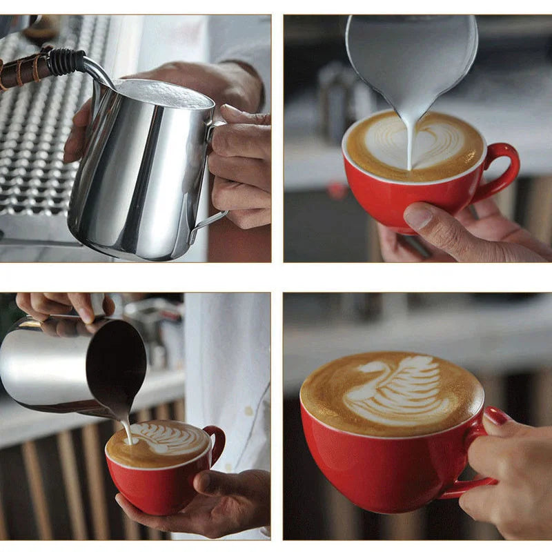 Jarra de Leite Profissional em Aço Inox | 100ml, 350ml ou 600ml – Perfeita para Latte Art e Espuma Cremosa