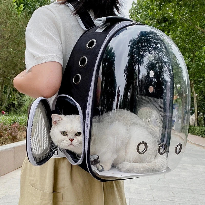 Bolsa de transporte para gatos e animais de estimação, mochilas para animais de estimação, respirável, portátil, transparente, bolsa de transporte para filhotes e cães, cápsula espacial