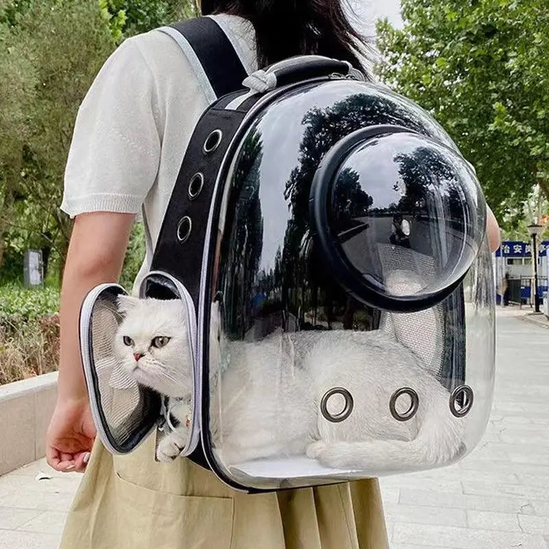 Bolsa de transporte para gatos e animais de estimação, mochilas para animais de estimação, respirável, portátil, transparente, bolsa de transporte para filhotes e cães, cápsula espacial