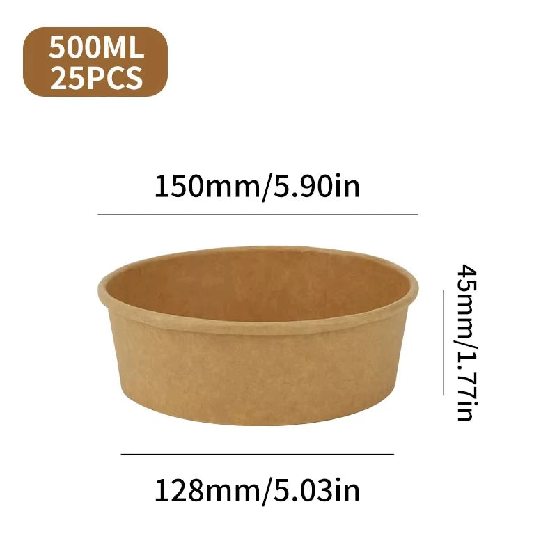 Kit 25 Potes Kraft com Tampa – Descartáveis, Resistentes e Ecológicos