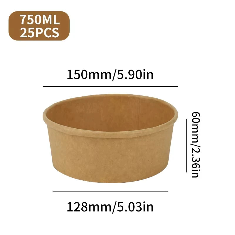 Kit 25 Potes Kraft com Tampa – Descartáveis, Resistentes e Ecológicos