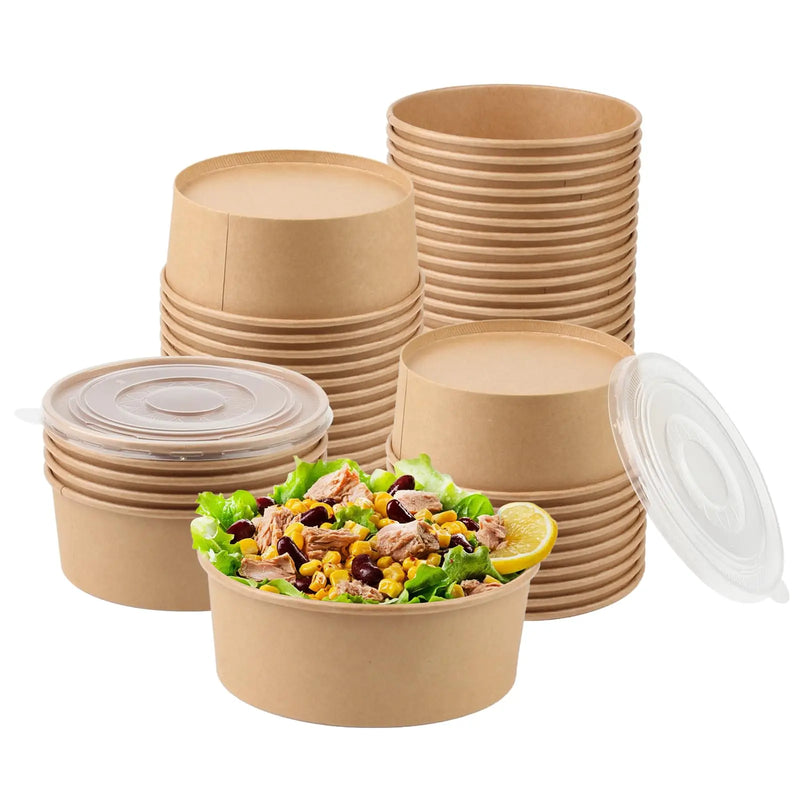 Kit 25 Potes Kraft com Tampa – Descartáveis, Resistentes e Ecológicos