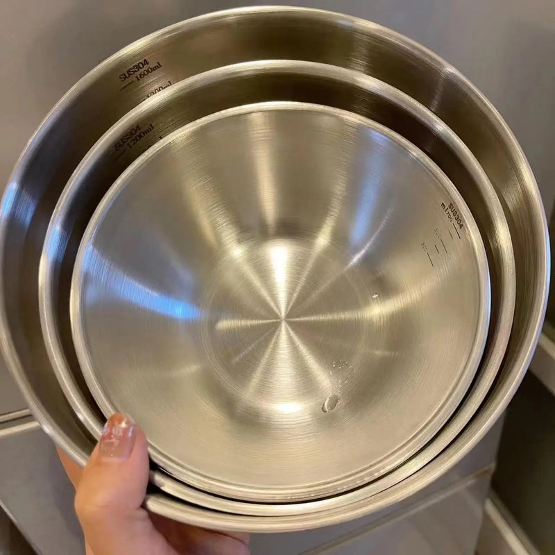 Kit 3 Tigelas de Inox Premium com Medidor – Ideal para Misturar, Armazenar e Cozinhar com Precisão