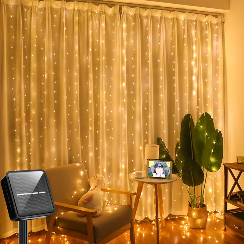 Cortina de Luzes LED Solar – Iluminação Mágica e Sustentável Para Deixar Qualquer Ambiente Inesquecível!
