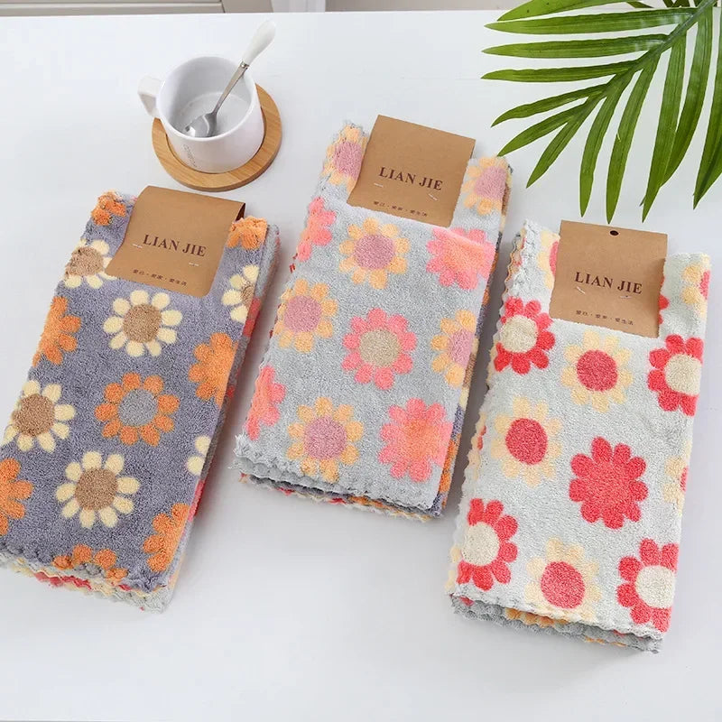 Pano SuperAbsorvente Sunflower – Kit com 4 Panos de Limpeza Coral Fleece
