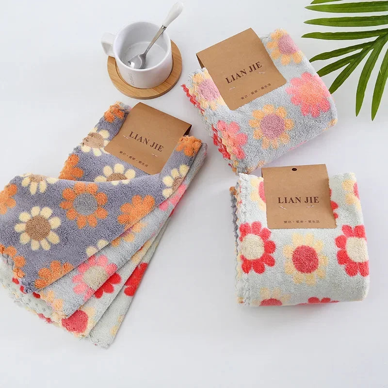 Pano SuperAbsorvente Sunflower – Kit com 4 Panos de Limpeza Coral Fleece