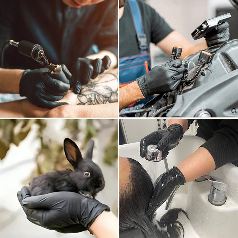 Luvas Pretas de Nitrila Premium — Proteção Profissional para Limpeza, Cozinha e Manutenção (Descartáveis)
