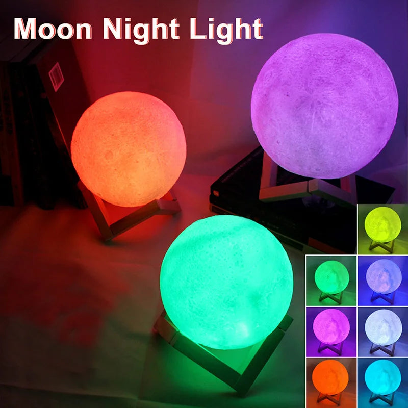 Luminária Lua 3D Galaxy – Luz Noturna LED Decorativa e Presente Incrível