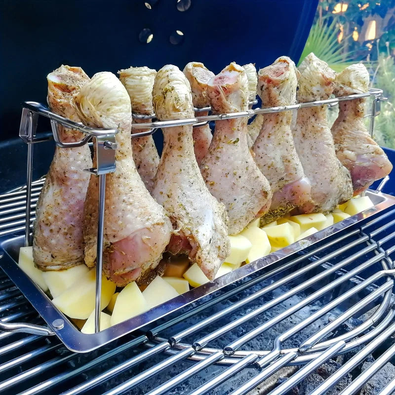 🍗 Grelha de Aço Inox para Frango – Asa, Coxa e Churrasco Perfeito!