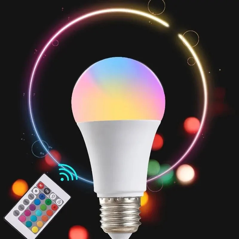 Lâmpada RGB Inteligente com Controle Remoto – 16 Cores | Base E27