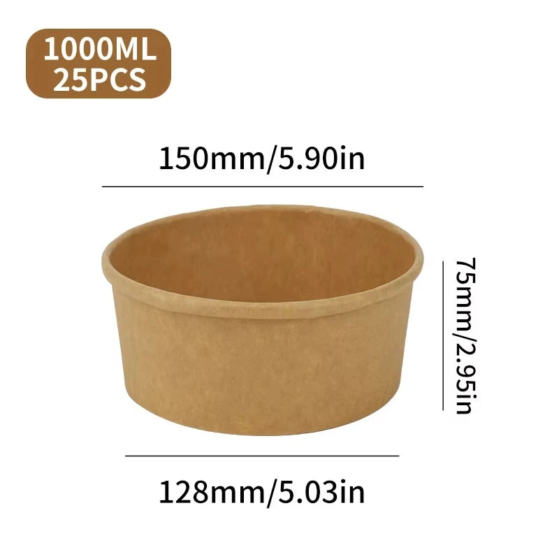 Kit 25 Potes Kraft com Tampa – Descartáveis, Resistentes e Ecológicos