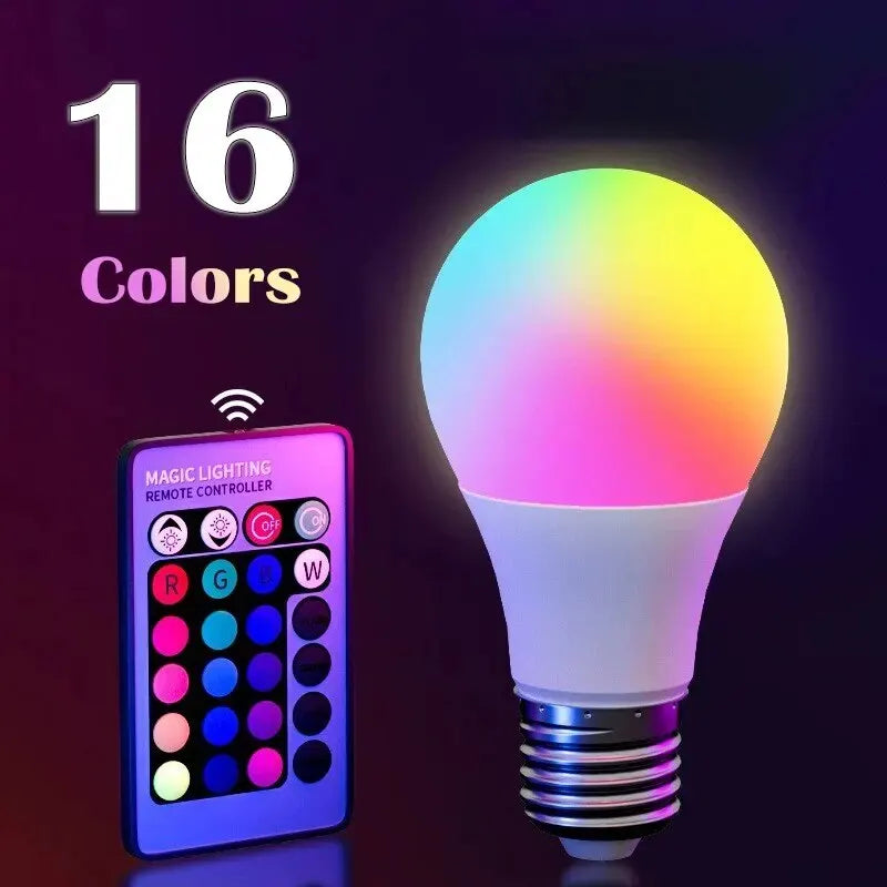 Lâmpada RGB Inteligente com Controle Remoto – 16 Cores | Base E27