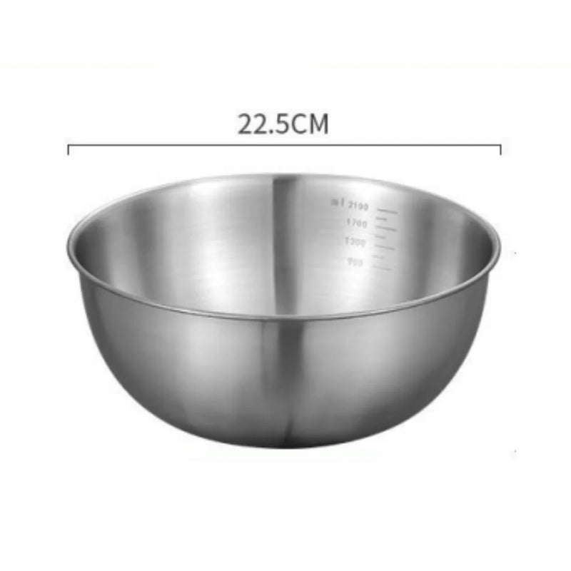 Kit 3 Tigelas de Inox Premium com Medidor – Ideal para Misturar, Armazenar e Cozinhar com Precisão