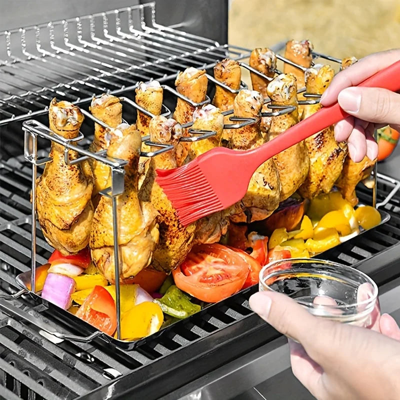 🍗 Grelha de Aço Inox para Frango – Asa, Coxa e Churrasco Perfeito!